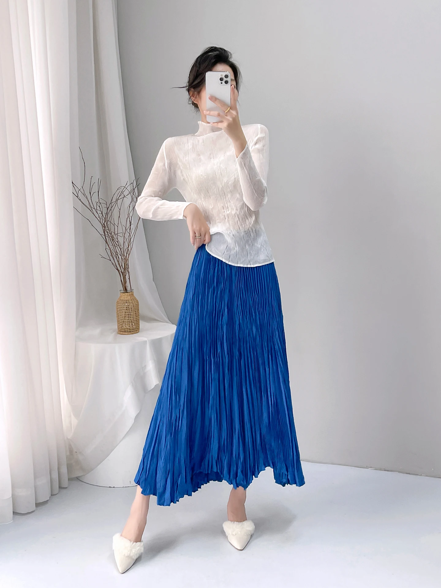 

Элегантная женская футболка с длинным рукавом, сетчатый топ-майка, полупрозрачный дизайн, воротник-стойка, нижнее белье, высококачественная модель