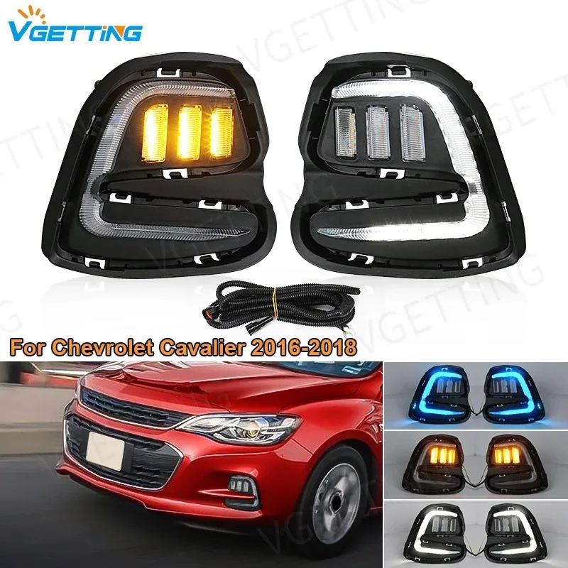 Car LED DRL Lamp For Chevrolet Cavalier 2016 2017 2018 2019 Daytime Running Lights DRL 3 Colors Turn Signal Daylight Accessories