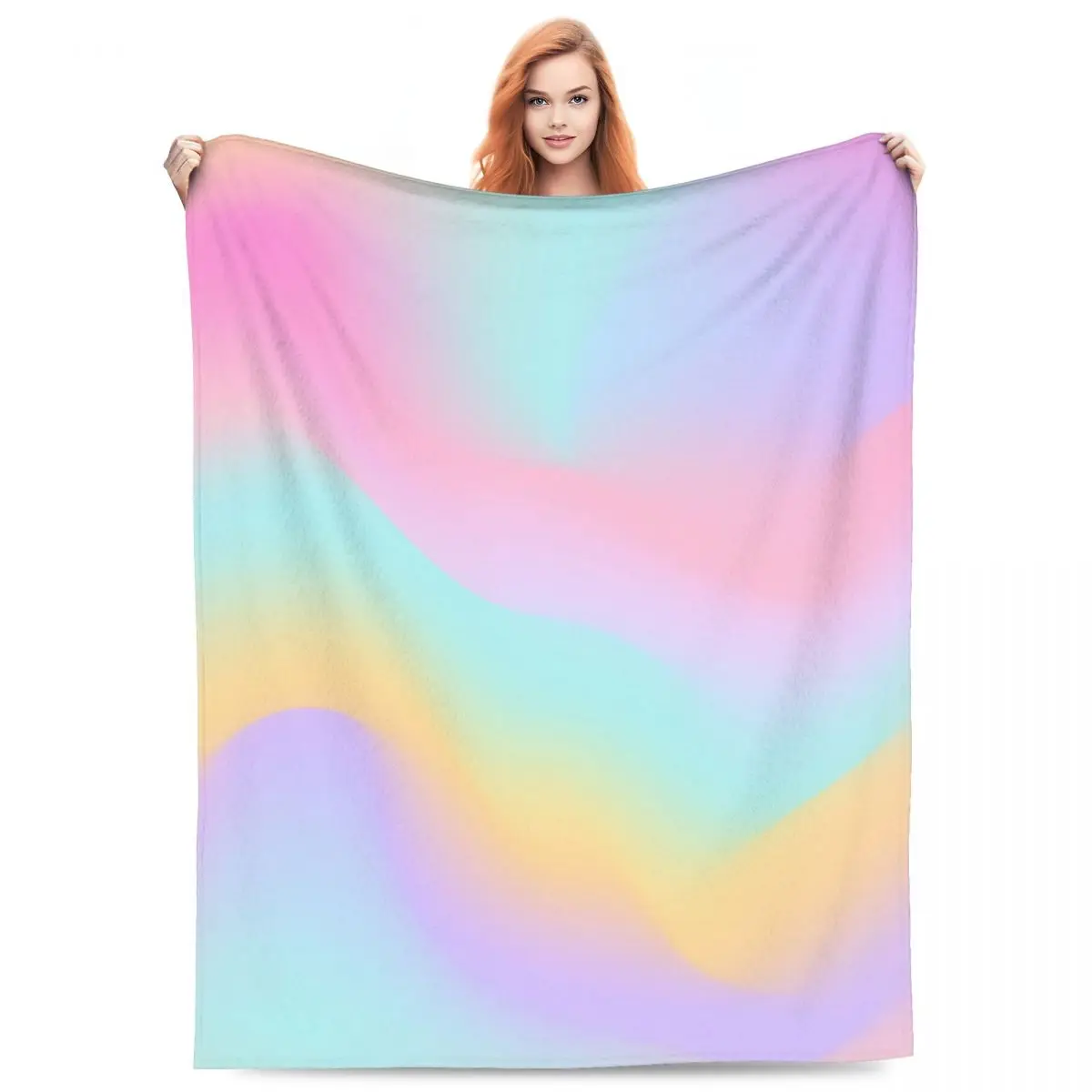 Pink Dream Dynamic Gradient Blankets Flannel Sofa Throw Blanket Multi-function for Home Bedroom Office Throws Bedspread Quilt