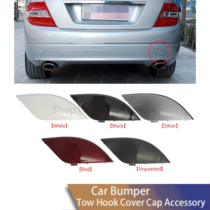 For Mercedes W204 C Class 2007-2010 Rear Bumper Tow Hook Cover Cap 2048850823 Black Direct Fit C180 C200 C300 Replacement