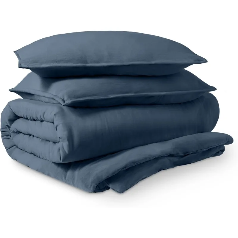 Super Soft Water Wash Superfiber Duvet Cover with Zipper and Fixed Tie and 2 Pillow Cushions, Easy Care, Hypoallergenic