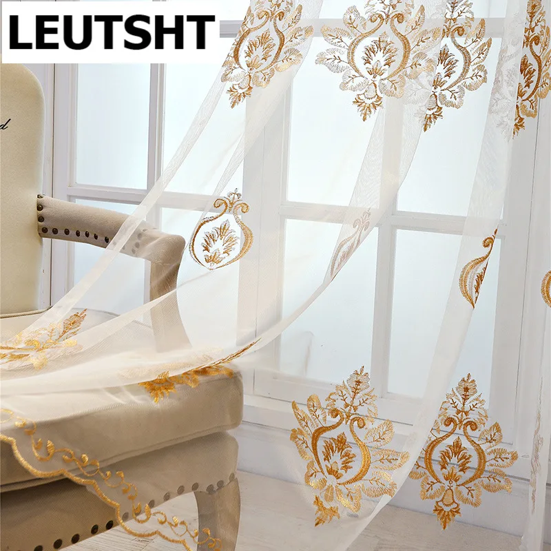 

European Style Curtains for Living and Dining Room and Bedroom Treasure Light Luxury Embroidered Tulle Luxury Decor Window