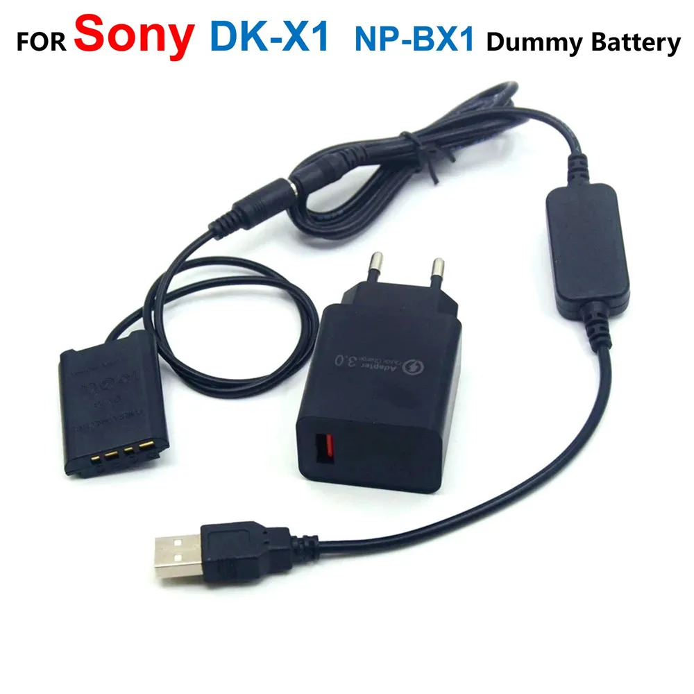 

DK-X1 DC Coupler NP-BX1 NPBX1 Dummy Battery+Power Bank USB Cable 4.2V+Charger For Sony DSC RX1 RX1R RX100 AS50 AS100V X1000V