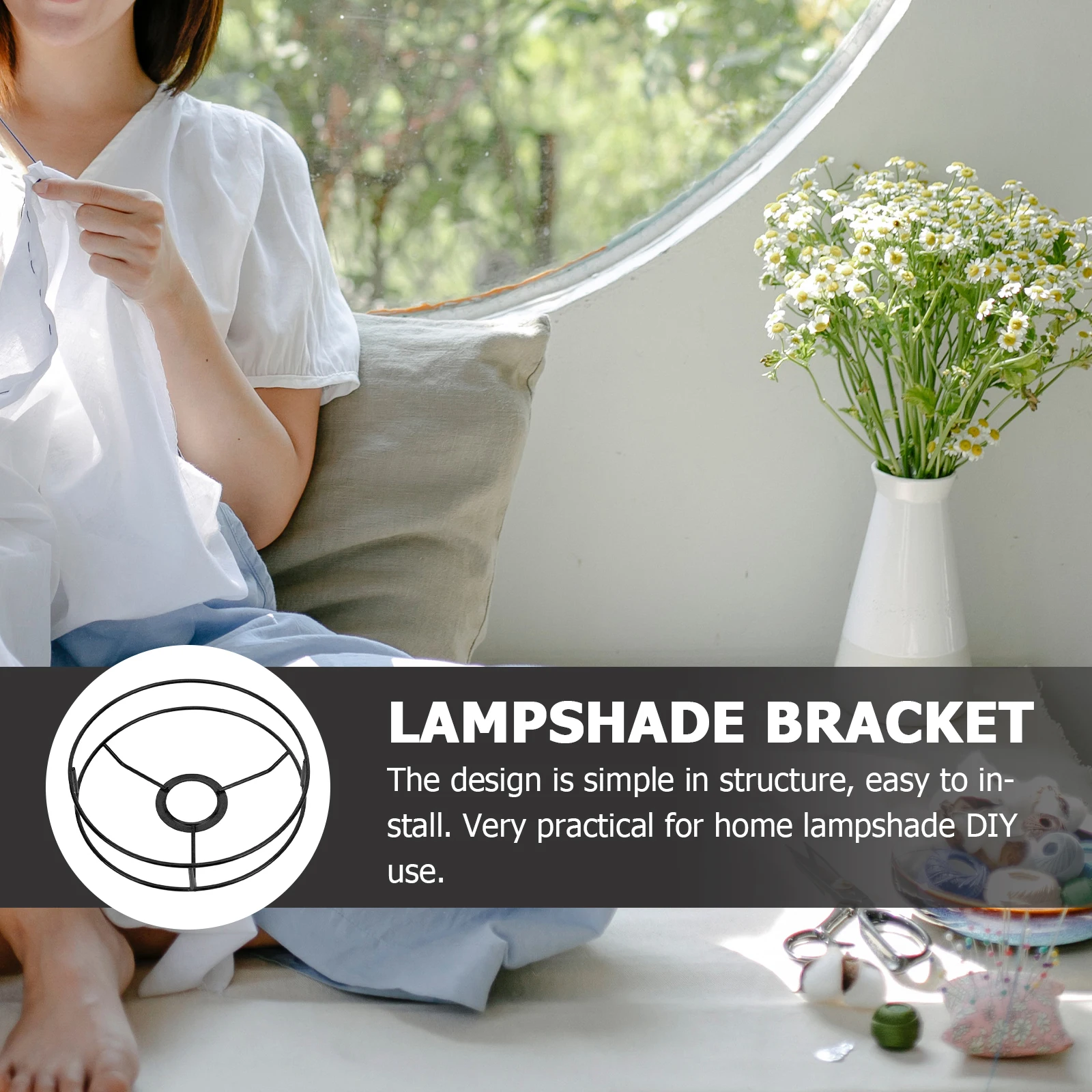 

Round Iron Lampshade Frame Sturdy DIY Lamp Holder for Pendant Lighting Chandelier Home Decoration Accessory