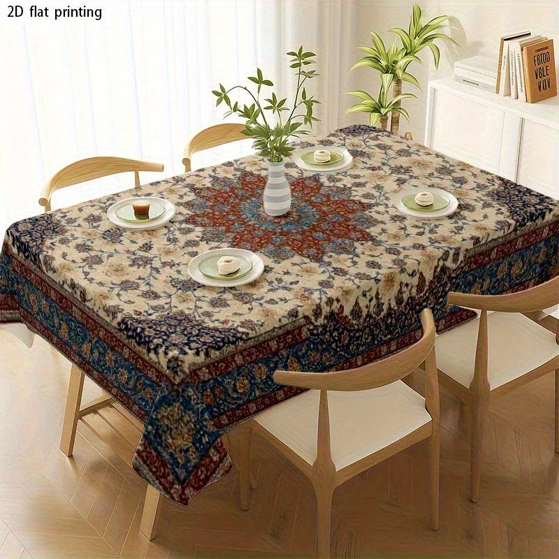 [JIT] 1pc Soft and fashionable 2D flat tablecloth. Machine washable and easy to clean. Persian-style floral pattern. Yzb