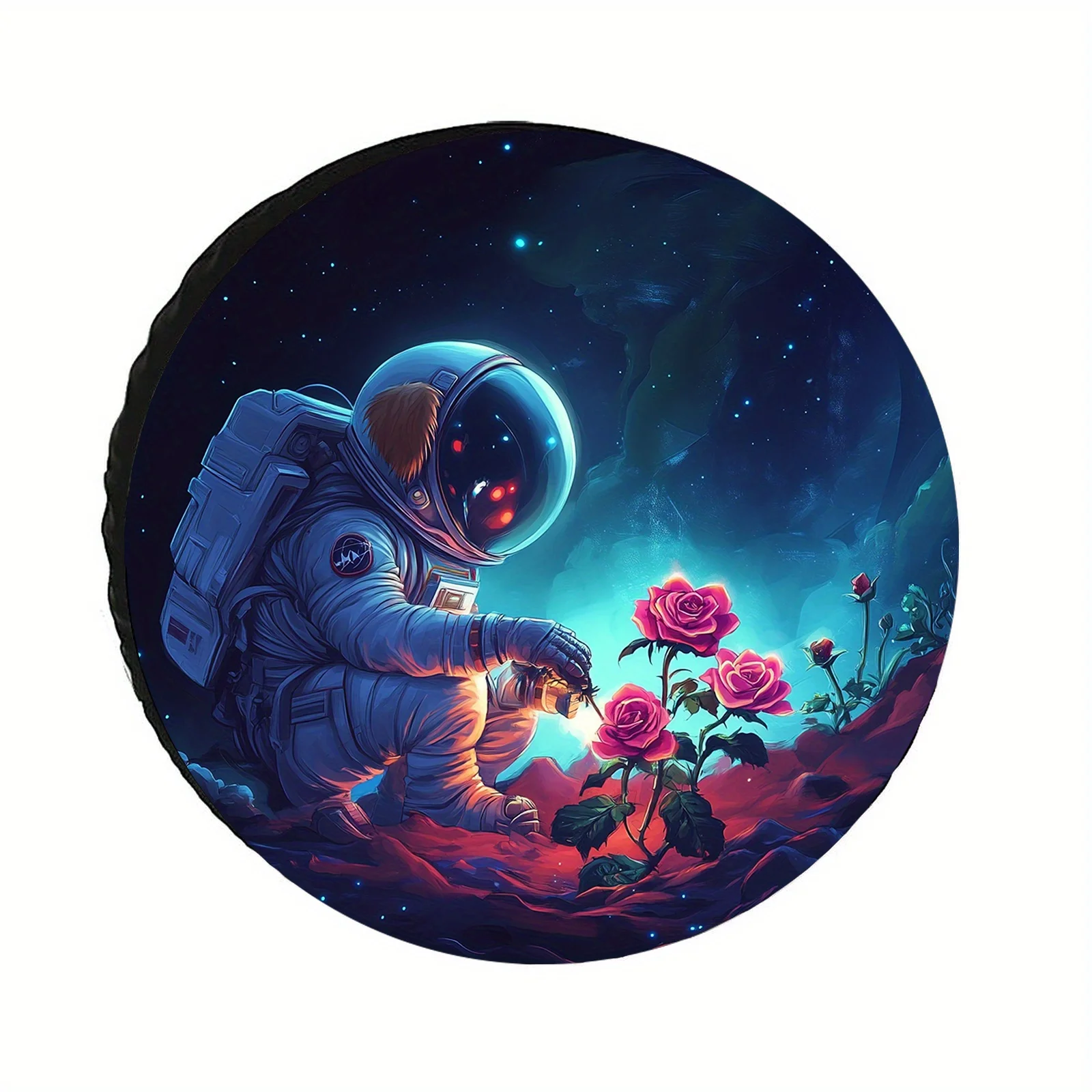 Space Astronaut Dog Tire Cover - Fit Spare Tire Protector, Durable Polyester Fabric, Space-Themed Car Decoration For SUVs, Truck