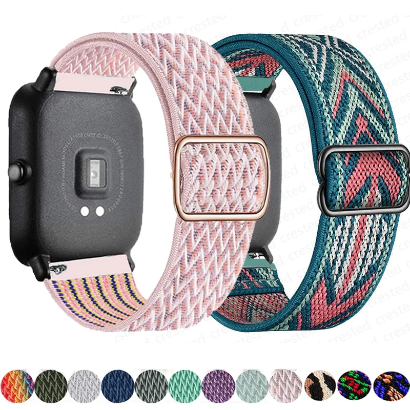 20mm/22mm band For Amazfit GTS 4/2/2e/3/GTS2 Mini/GTR/4/3/Pro/GTR2/42mm/stratos Nylon Elastic Watch Bracelet Amazfit bip strap