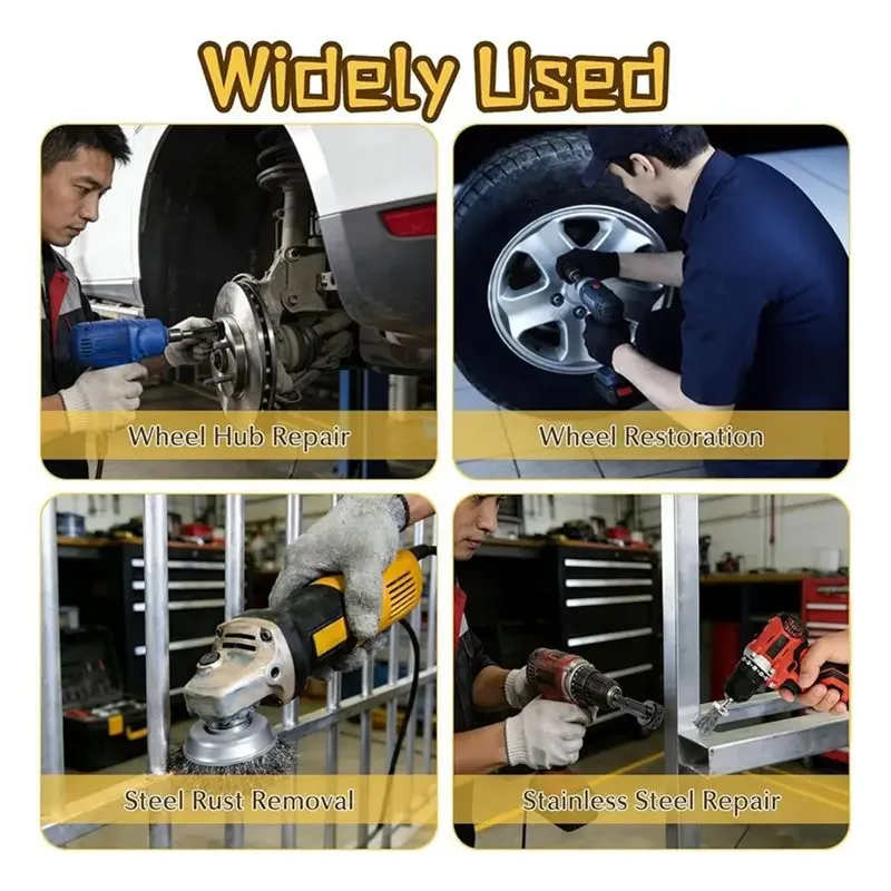 New-Brake Rotor Resurfacing Kit- Wheel Hub Cleaning Tool 5 Pads& Coarse Carbon Steel Crimping Wire Brush