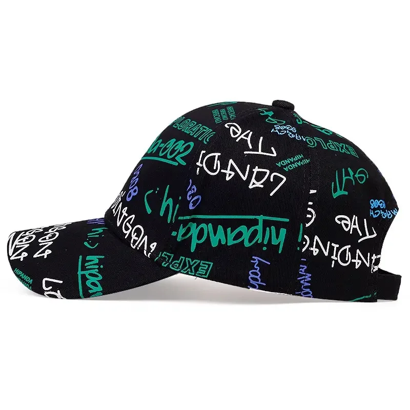 Czapka z daszkiem Graffiti Angielskie litery Koreański nadruk Casual Hat Student Cap Trend Dome Visor