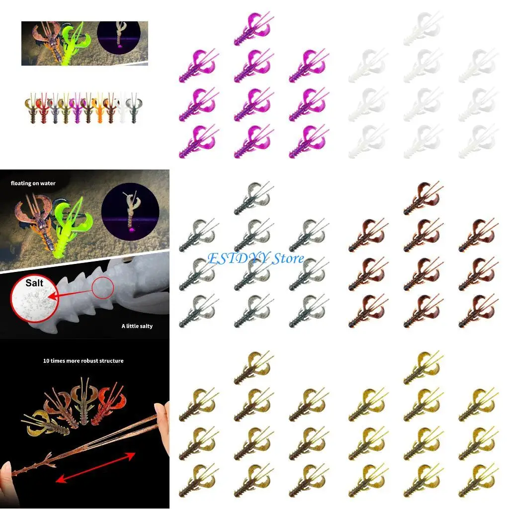 

G6DE 10Pcs Fishing Tackle Lures Baits Soft Crawfish Shrimp Lures Baits Soft Lures Set