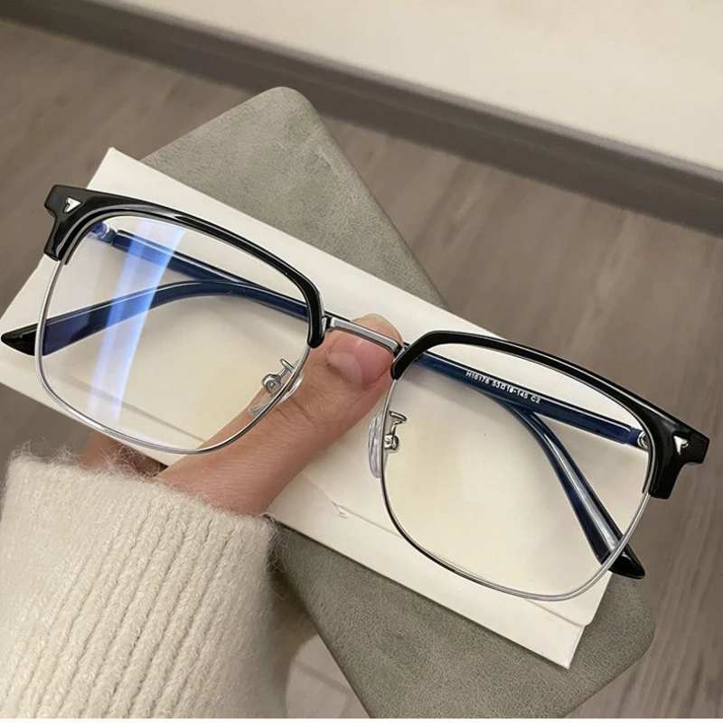 Blue Light Blocking Glasses for Men Women  Retro Half Frame Computer Optical Vintage Square Eyewear Anti-radiation Eyeglasses