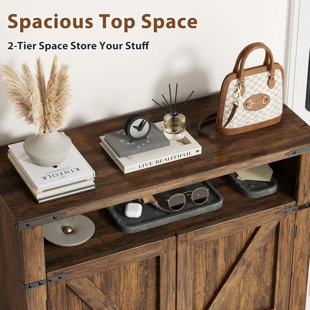 خزانة أحذية مكونة من 6 طبقات مع أبواب، وخزانة أحذية خشبية لرف الأحذية للمدخل مع أرفف قابلة للتعديل وتركيب مضاد للطرف، Farmh