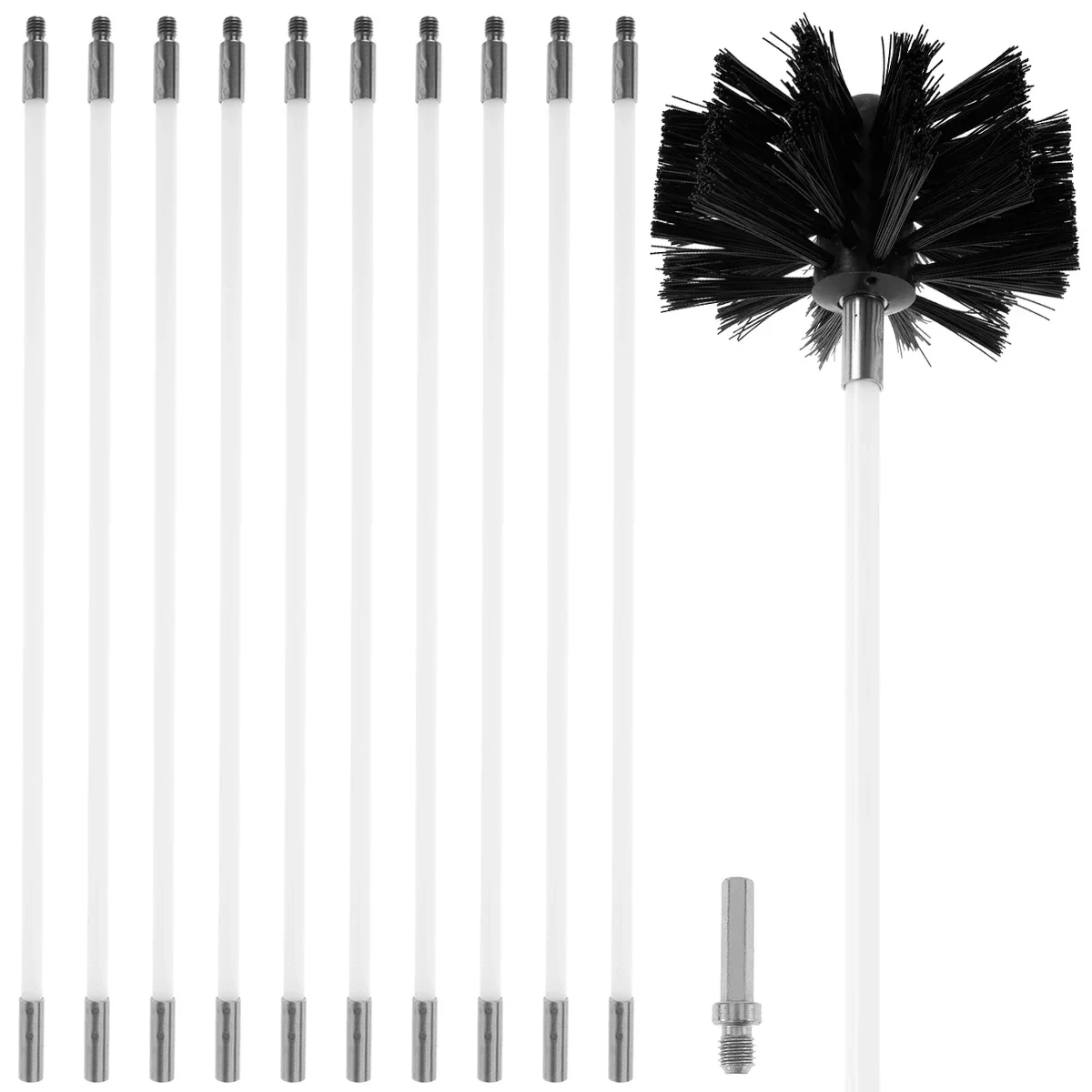 

Chimney Cleaning Brush Kit 11pcs Duct Vent Cleaning Brush Kit with Nylon Brush Heads and Rods Detachable Chimney Sweep Set Kit