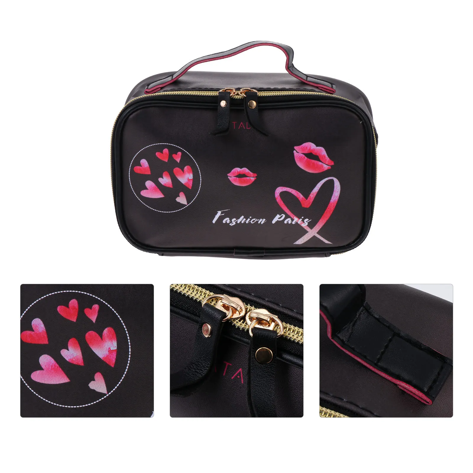 Sac à rayures pour femmes, rangement de produits de toilette de voyage portable, organisateur de maquillage étanche, petite taille, fermeture à glissière durable