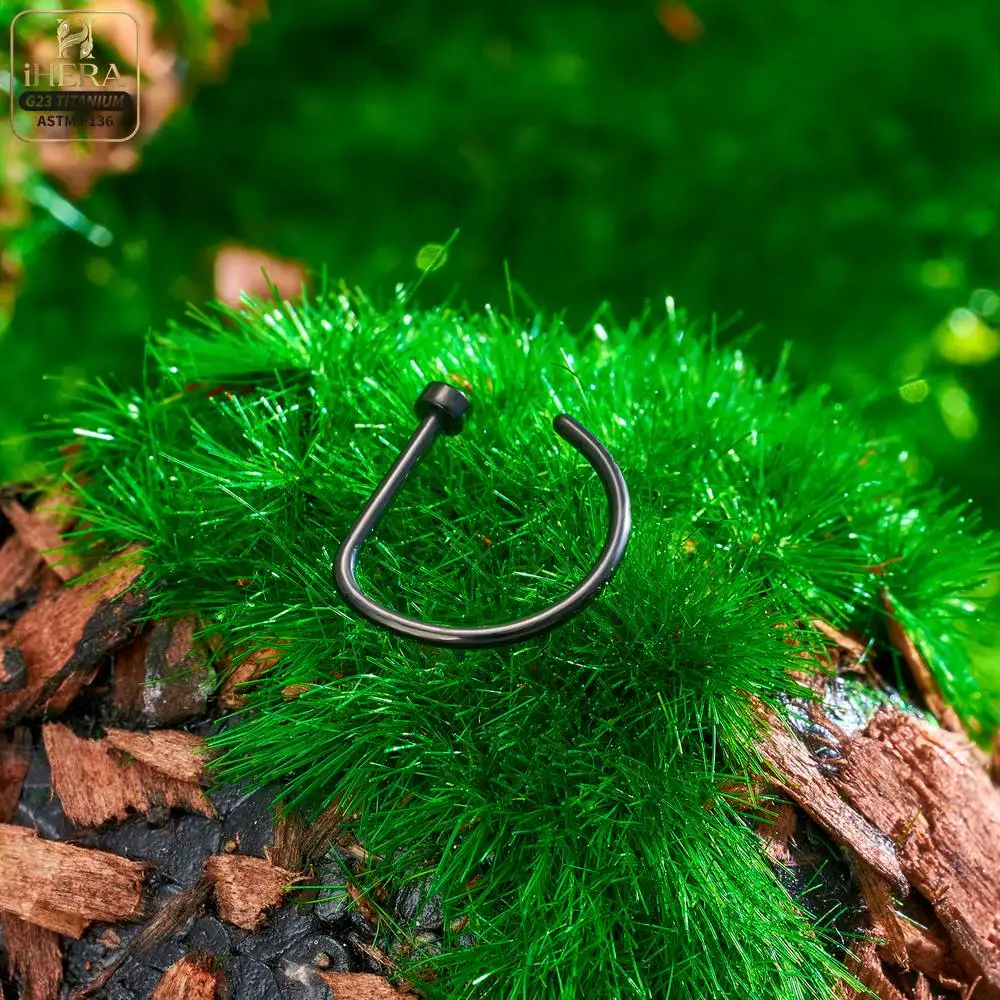 1/10PCS ASTM F136 Titanium Fake Nose Ring Hoop Non Piercing D Shape Nostril Lip Septum Earring Body Jewelry Kit