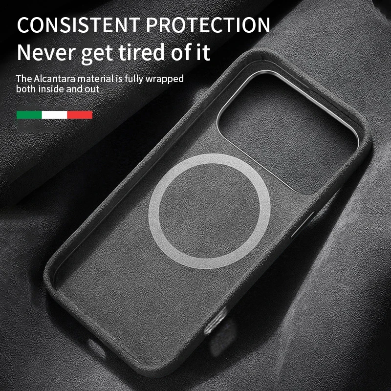 100% Italian Alcantara Magnetic Case for iPhone 17 Pro Max Air Luxury Magsafe Cover Leather Phone Cases for iPhone 17Pro 17Air - náhled 5