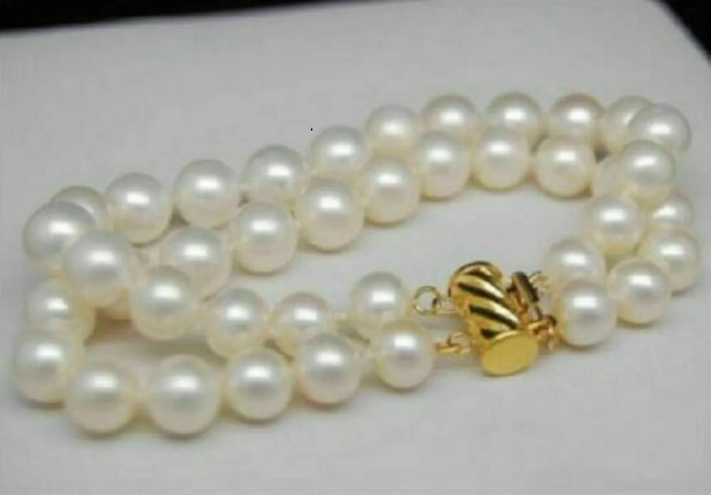 2 Rows AAA 9-10mm White South Sea Pearl Bracelet 7.5-8 