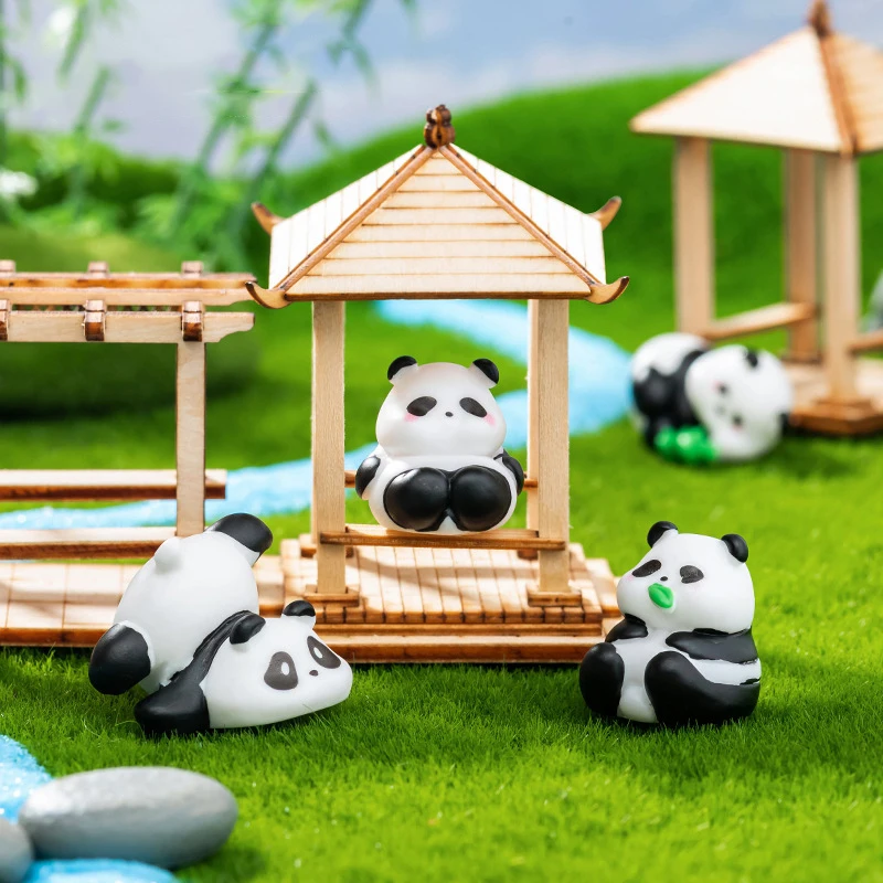 カワイイ-ミニレジンパンダ,マイクロオーナメント,ミニチュアフィギュア,かわいい漫画,DIY家の装飾,クリエイティブギフト,アクセサリー,1個
