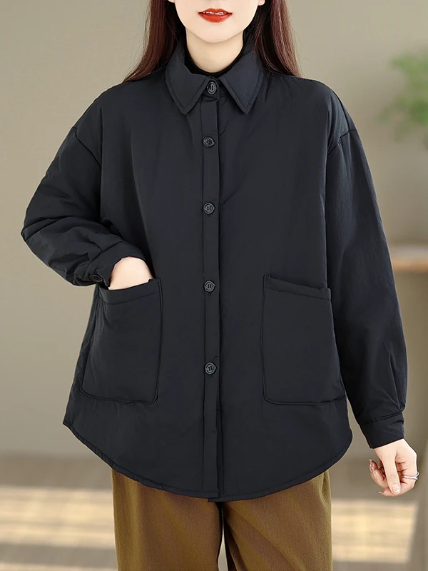 

Легкая хлопковая женская куртка в стиле ретро, новинка 2025, осень-зима, свободная простая повседневная теплая верхняя одежда больших размеров