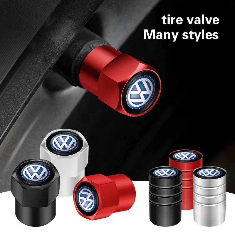 4Pcs Automotive tire valve cover metal tire valve accessories  For VW Golf Amarok T5 Phaeton Teramont ID3 Tiguan T-Cross Passat