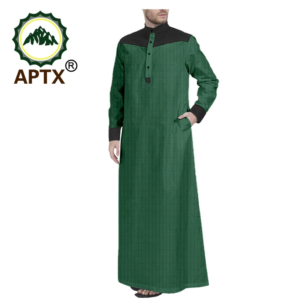 APTX-ropa africana para hombre, Túnica musulmana de moda, Jubba Thobe hecha a medida, botonadura única, estilo informal suelto, T2014009