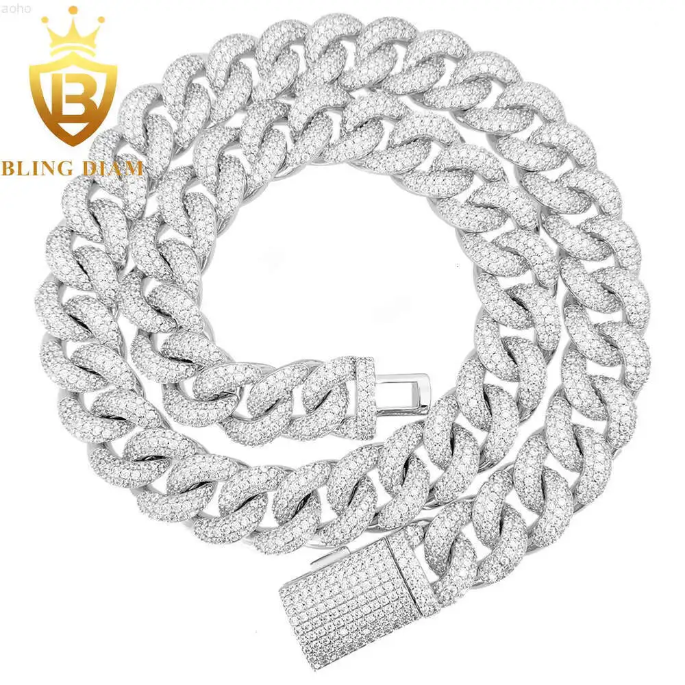 

Selling Rapper Jewelry 925 Sterling Silver Round Cut Vvs Moissanite Iced Out Cuban Link Chain