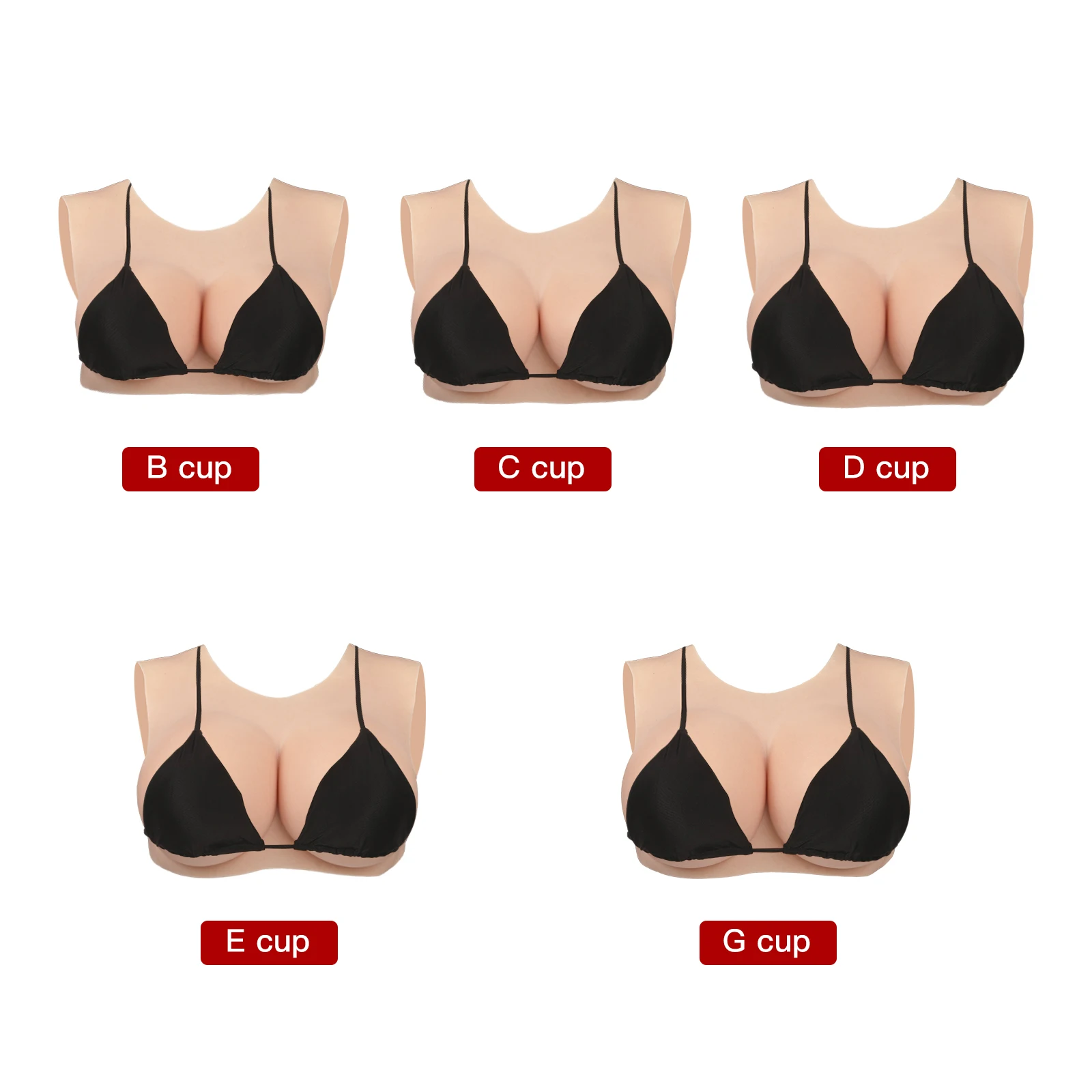 Cotton Breast Forms Round Neck Cutout Sissy Fake Boobs Transgender Cosplay Cross Dressing Sissy for Men Fake Chest