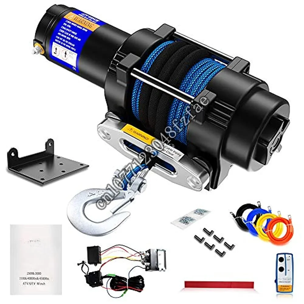 12V 4500 lb electric winch Synthetic Rope ATV UTV Winch with mounting bracket for ATV/UTV traction