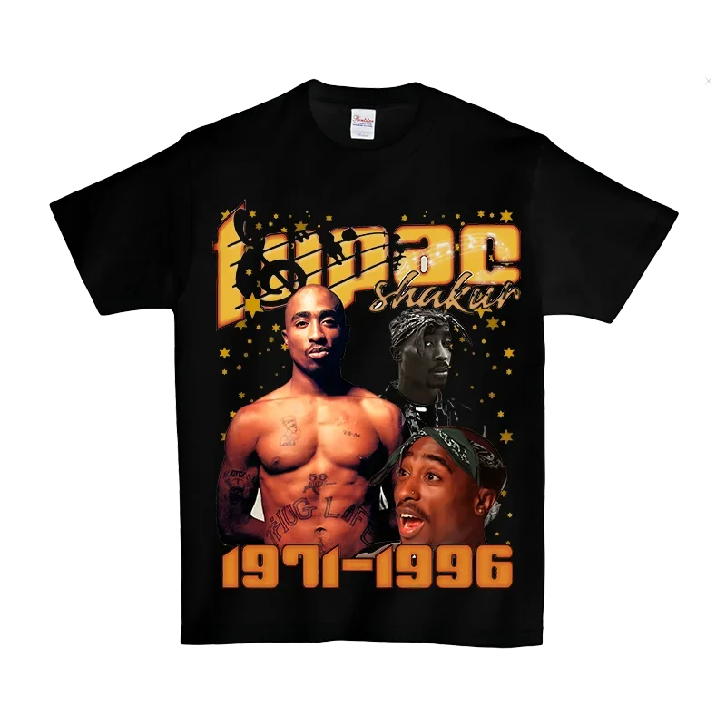 2pac hip hop rap 100% cotton summer men's short-sleeved t-shirt outdoor casual tops street fashion men's clothing