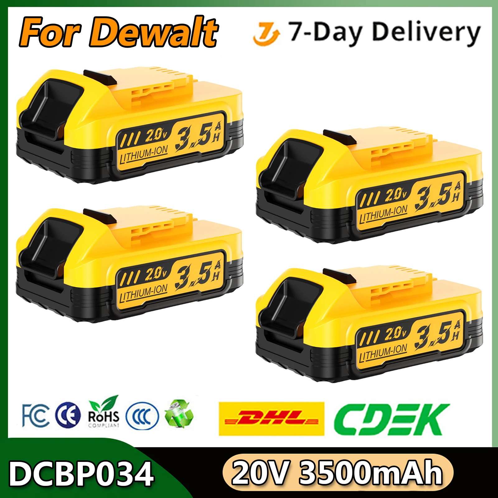 For Dewalt DCBP520 20V 3500mAh Replacement Battery DCBP034 DCBP035 DCBP124 Rechargeable Battery Compatible For Dewalt Tools