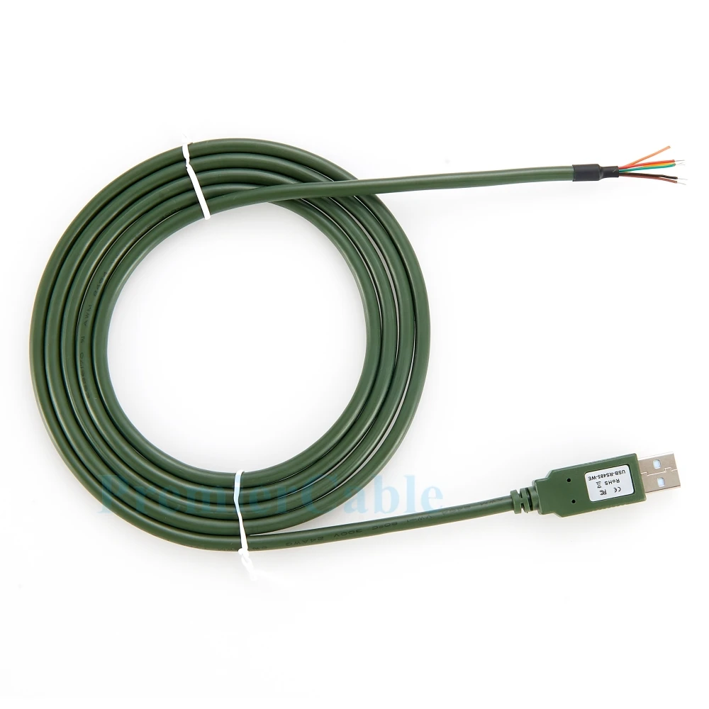 

USB-RS485-WE-1800 Cable USB 2.0 A to RS485 Serial Converter Cable with FTDI FT232R Chip RS485 Wire End for Windows Android Linux