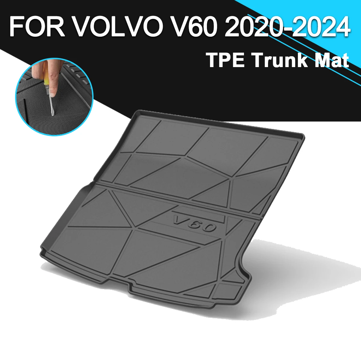 Trunk Mat  TPE FOR VOLVO V60 2020-2024 Car Waterproof Non-Slip Rubber Cargo Liner Accessories