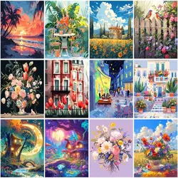 CHENISTORY Paint By Number Flowers Landscape HandPainted Art Gift DIY Pictures By Numbers Kits Drawing On Canvas Home Decor