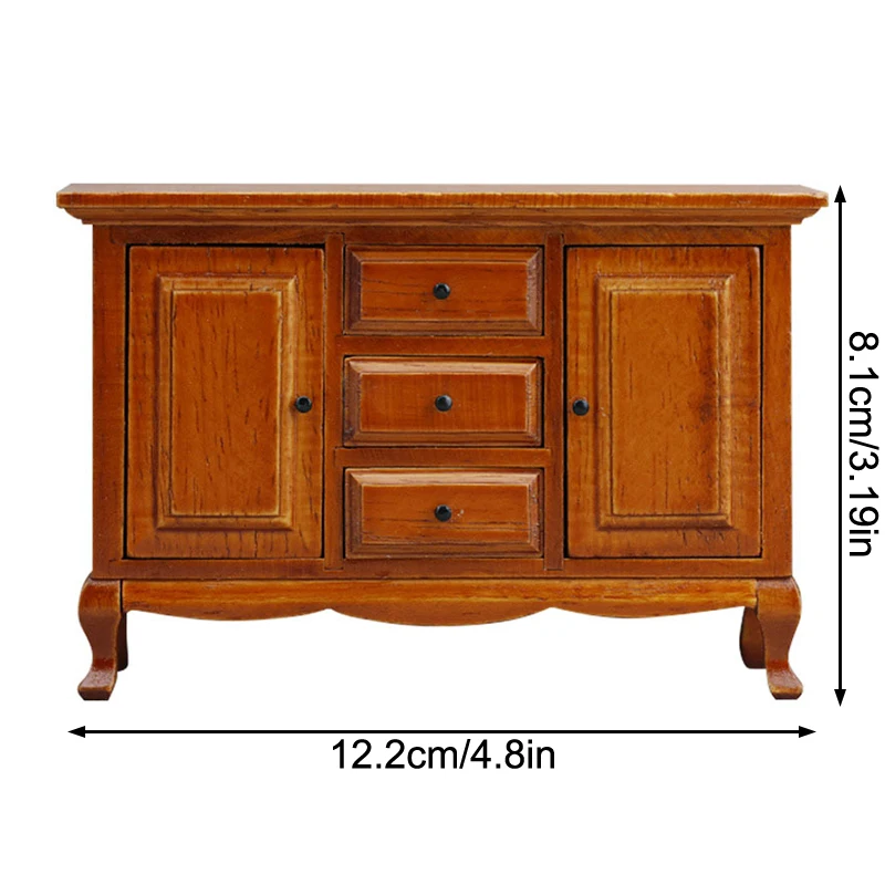 【BS】1:12 인형집 미니어처 수납장 3단 서랍장 가구 홈 모델 장식 장난감 인형집 액세서리