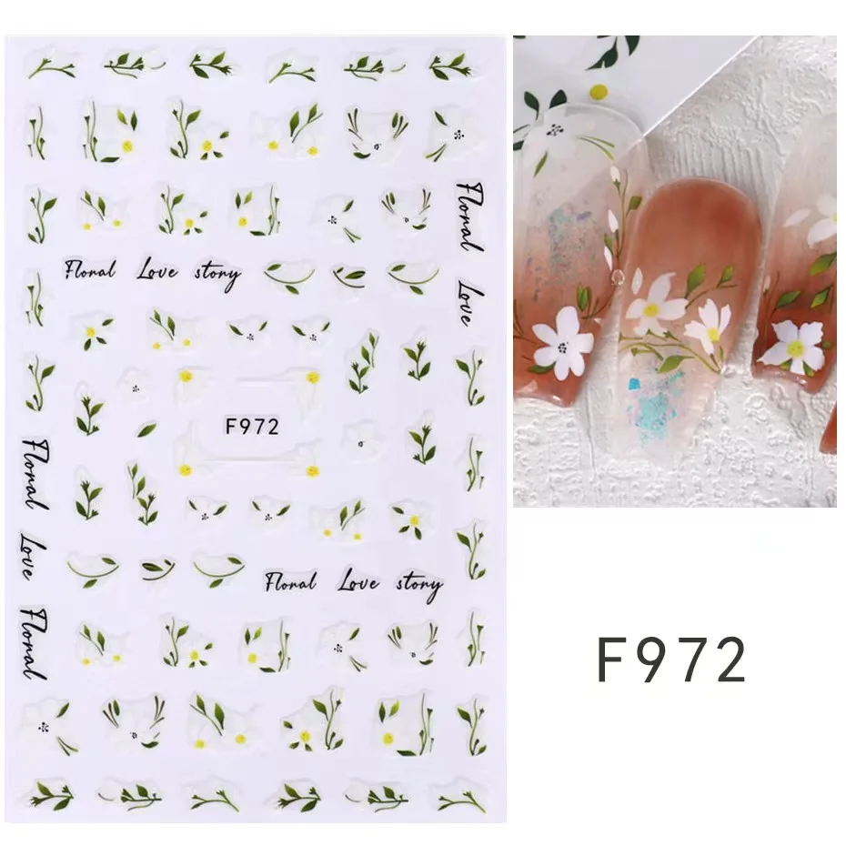 Semplici fiori 3D adesivi per unghie primavera estate fiore floreale tulipano frutta Nail Art decalcomanie adesivi cursori decorazioni per Manicure