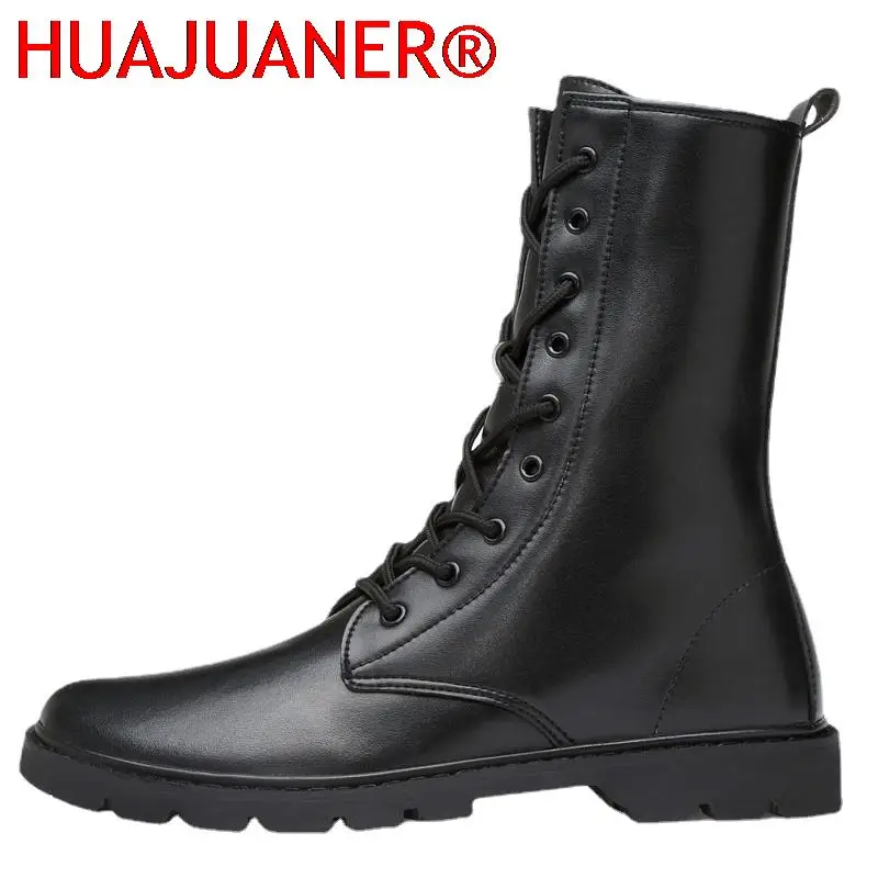 

New Men Boots Lace-up High Top Boots Genuine Leather Male Fur Warm Winter Shoes Plush Outdoor Shoes Top Quality Men's Snow Boots