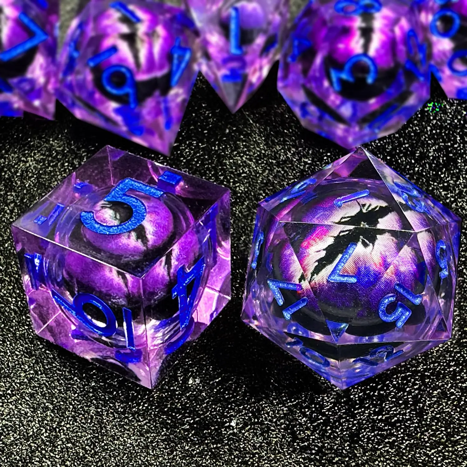 7pcs Dungeon and Dragon Dice Semi-Transparent Handmade Resin Polyhedral Dice Set for DnD, RPG Board Games