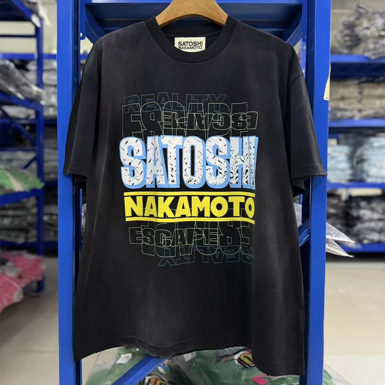 Washed Satoshi Nakamoto ESCAPE REALITY T Shirt Men Women Tee Tops T-Shirt