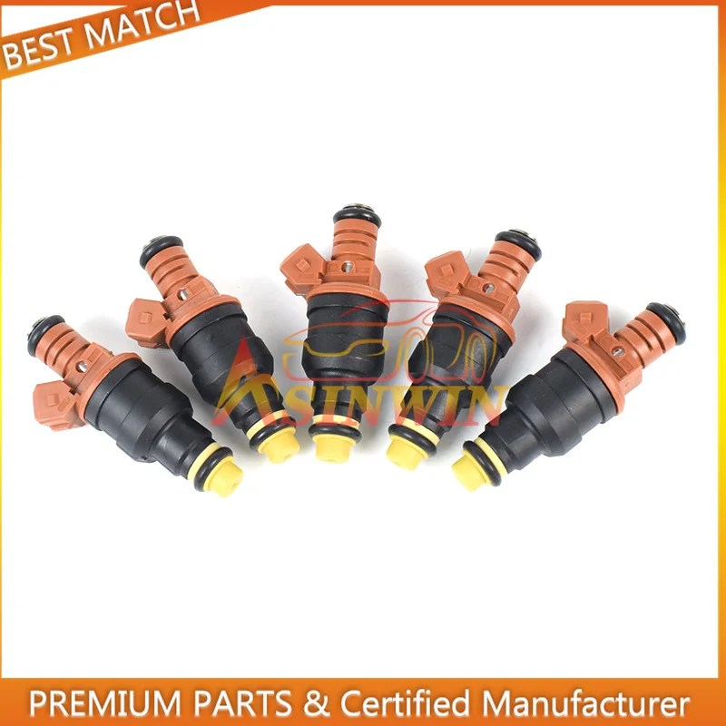 5PCS 0280150785 Fuel Injectors High-Flow Micro Filters Upper O-Rings For Volvo 1994-1997 850 2.3L i5