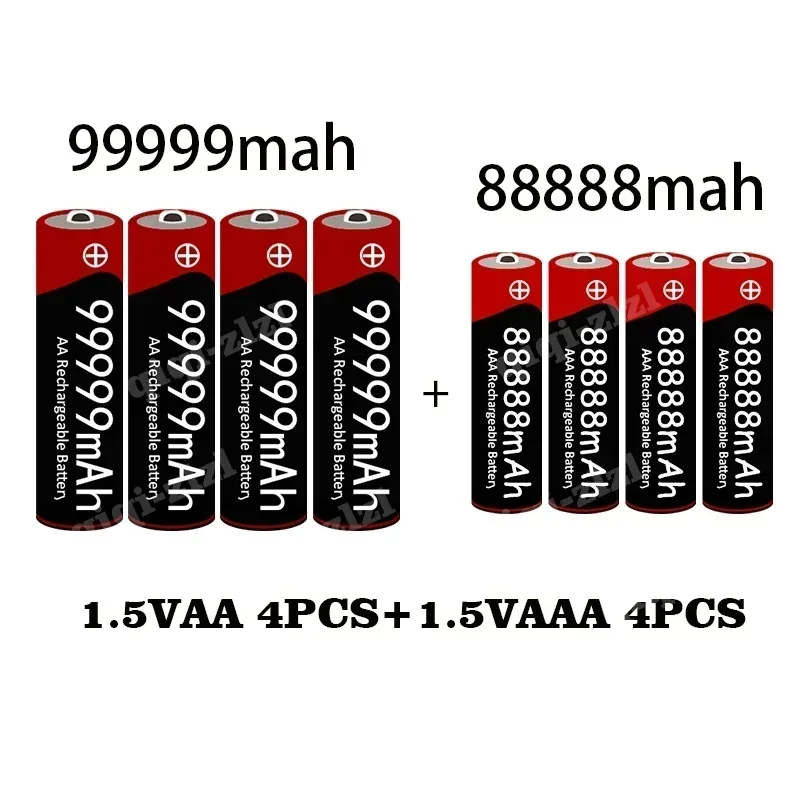 Nieuwe AA + AAA Batterij 1.5VAA Hoge Capaciteit 99999mAh + 1.5VAA88888mAh Alkaline 1.5V Klok Speelgoed camera Batterij Oplaadbare Batterij