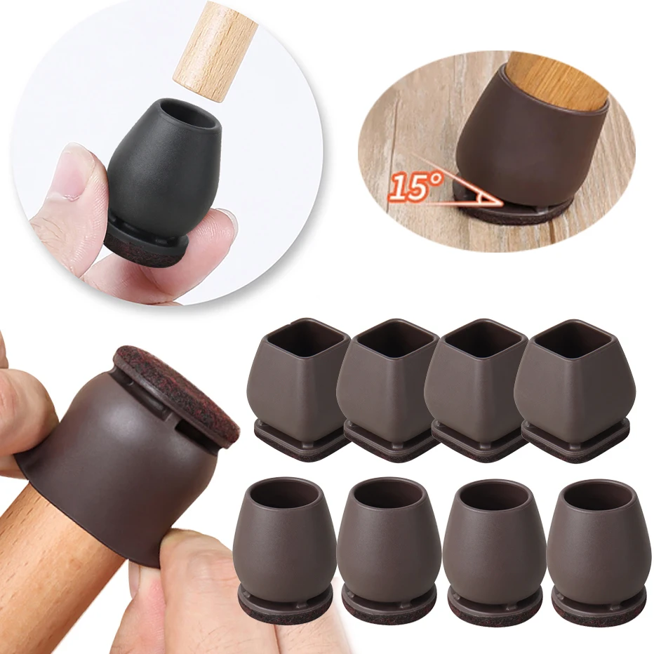 8 Stück Stuhlbein-Bodenschoner mit dicken Wickel-Filzpolstern, Silikon-Möbelfußabdeckung, Tischfüße, schützt den Böden – Detail 1