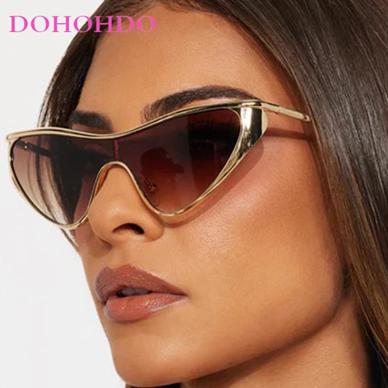 

Fashion Y2K Metal Cat Eye Women Sunglasses Designer Brand Cyberpunk Men Sunglass Outdoor Travel Party Driving Eyewear UV400 Очки