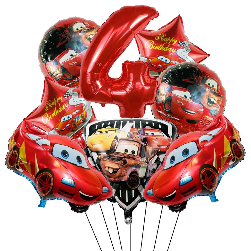 8 قطعة البرق ماكوين احباط بالونات الهيليوم مجموعة أرقام 1-9 سنة استحمام الطفل الاطفال سباق السيارات تحت عنوان حفلة عيد ميلاد الديكور