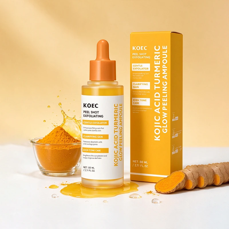 KOEC Kojic Acid Turmeric Exfoliating Serum Face Body Exfoliant Peeling Essence Smoothing Texture Improve Dull Facial Care