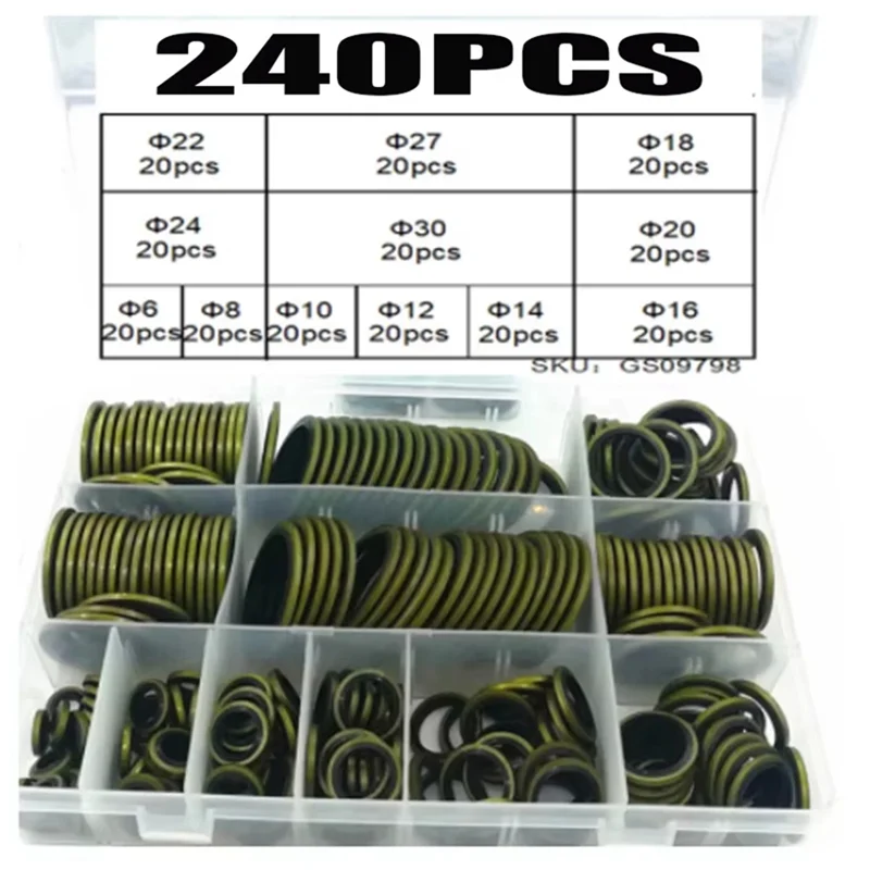 

EYFL-Metal Rubber Oil Drain Plug Gasket M6 M8 M10 M12 M14 M16 Combined Washer Sealing Ring