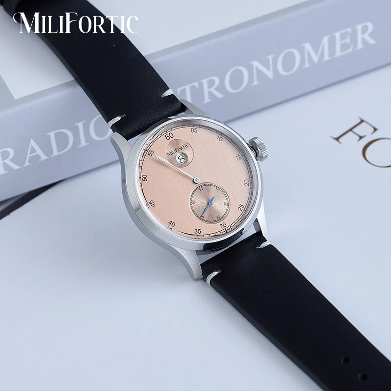 Jumping Hour Vintage Automatic Watch Enameled Dial Small Seconds Sapphire Leather 10ATM Stainless Steel Retro Dress Wristwatches