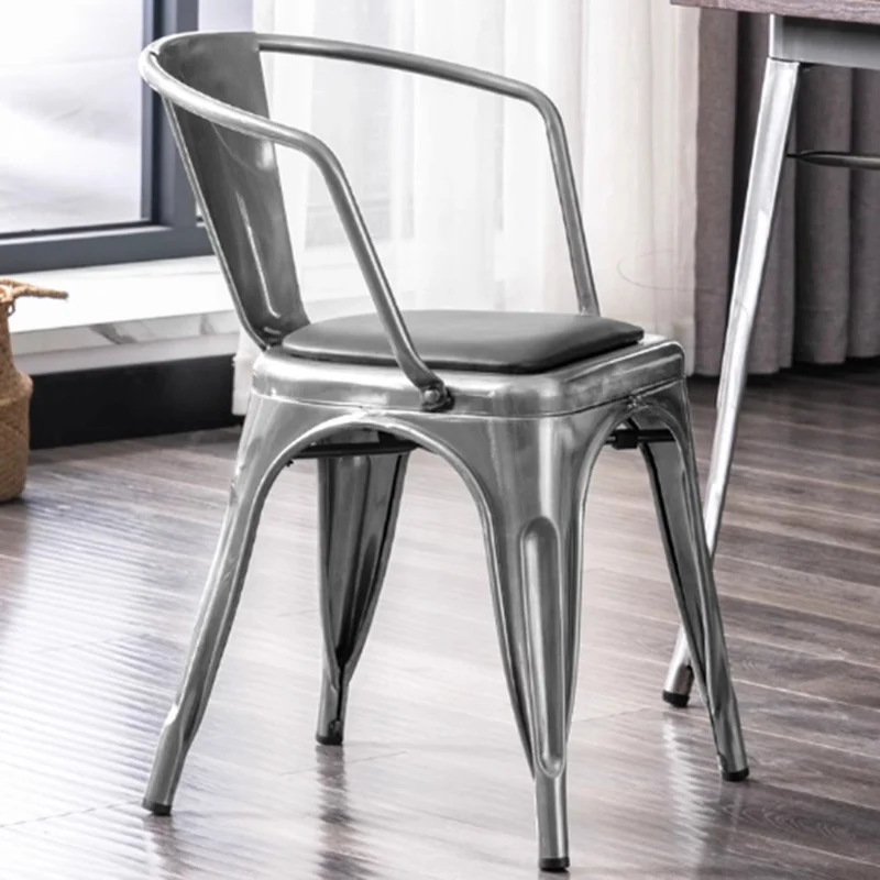 

Modern Iron Dining Chairs Leisure Single Kitchen Chair Stacked Storage Backrest Chair Modern Relaxing Dining Room Furniture