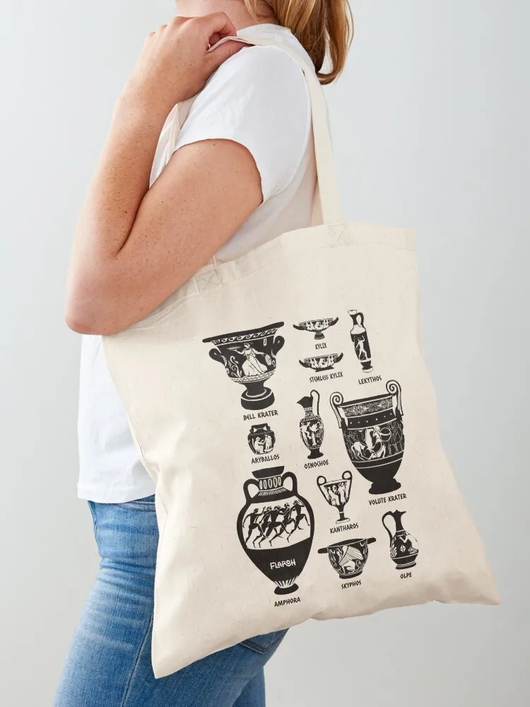 

Ancient Greek Pottery Silhouette Tote Bag Women's handbag reusable shopping bags women bag ecological bags