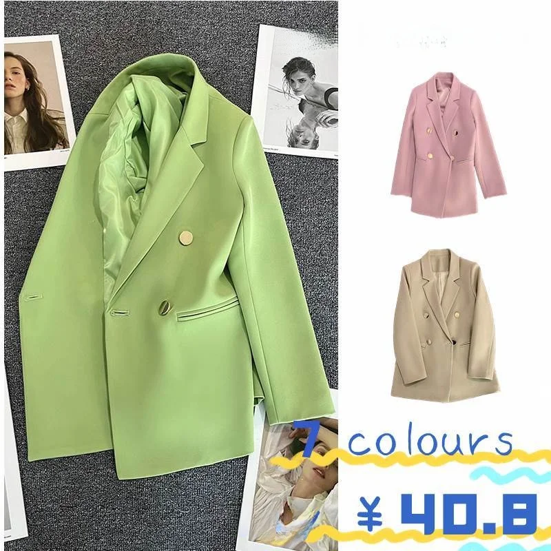 

Women's Casual Jaet Coat Small Suit 7 Colors Long Sve Busin Sle Pure Color Versatile Autumn Faion