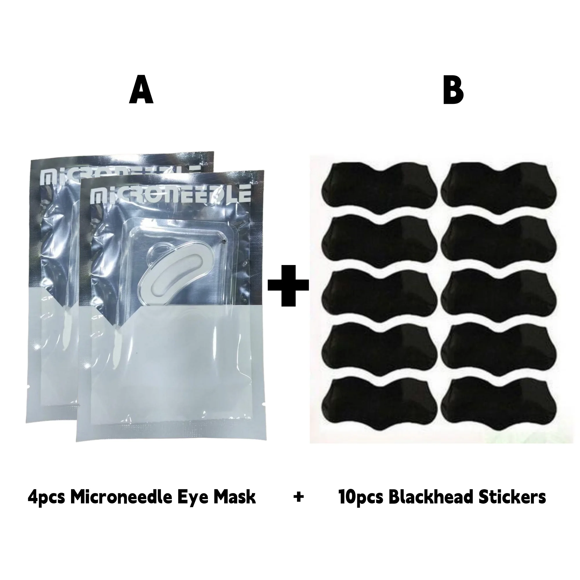 Ensemble de masques d'élimination des yeux et des points noirs, Nano micro-aiguilles, nettoyage en profondeur des pores, Patch de soins pour la peau du visage, élimine les lignes du nez, 10 + 4 pièces